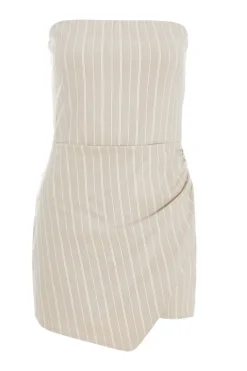Quiz Playsuits|Playsuits>Stone Pinstripe Bandeau Skort Playsuit