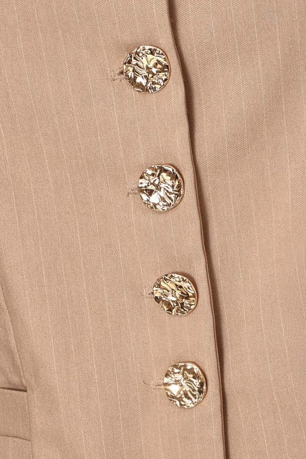Quiz Waistcoat|Summer Tops>Stone Pinstripe Button Front Waistcoat