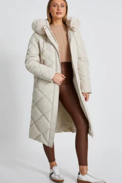 Quiz Jackets & Coats|Casual Clothing>Stone Quilted Long Parka