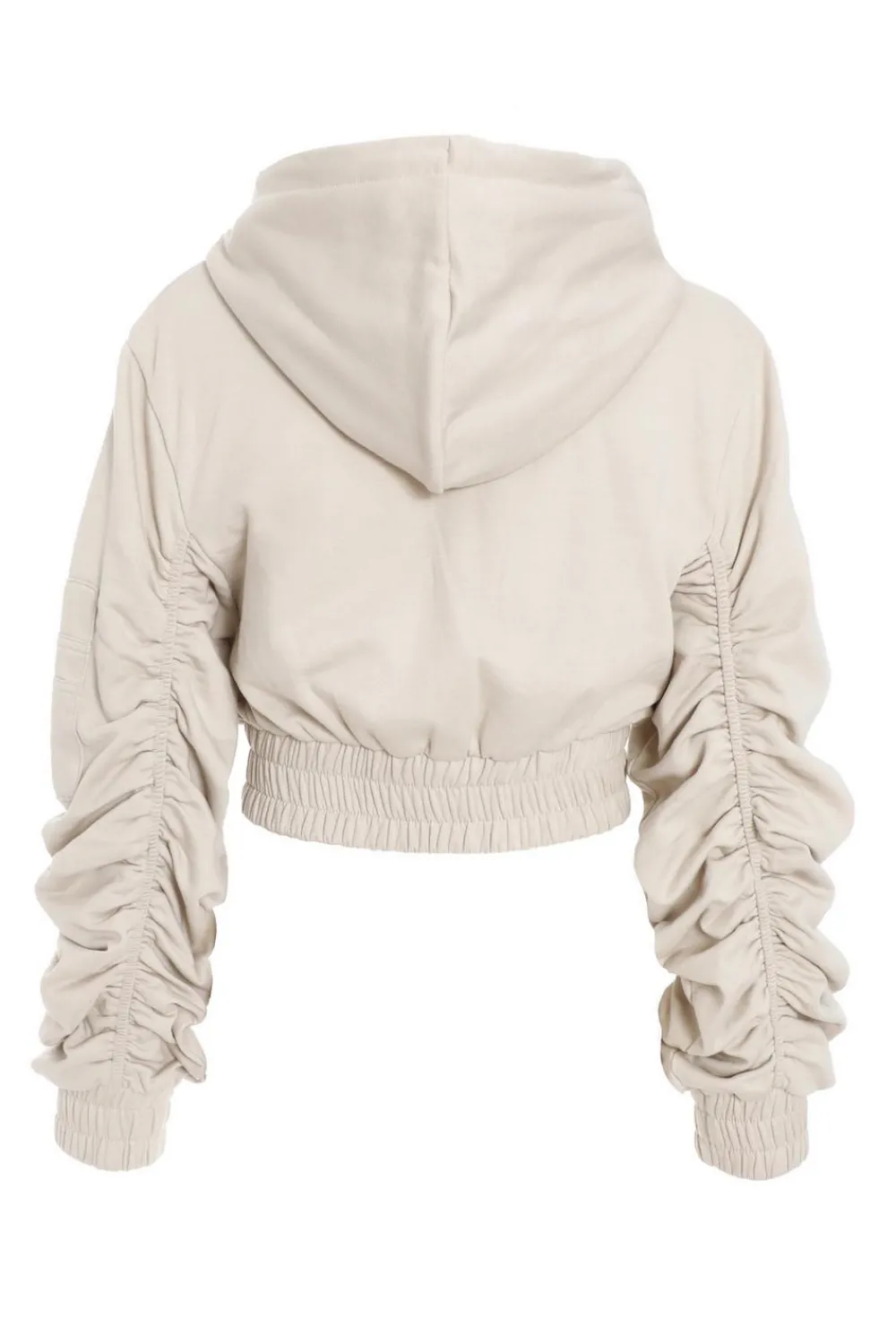 Quiz Everyday Essentials|Co-Ords>Ruched Sleeve Cropped Hoodie