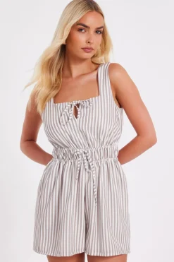 Quiz Playsuits|Summer Clothes>Stone Striped Playsuit