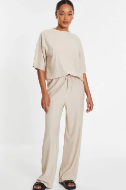 Quiz Workwear|Trousers>Textured Palazzo Trousers