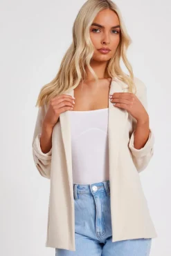 Quiz Workwear|Summer Clothes>Textured Ruched Sleeve Blazer