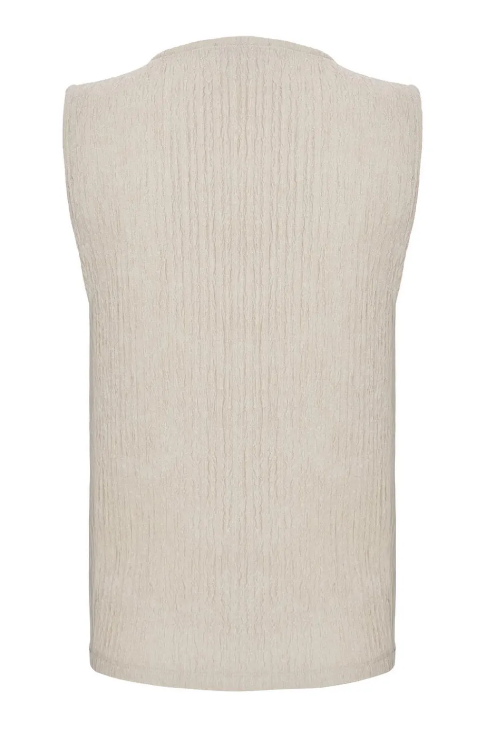 Quiz Waistcoat|Day Tops>Stone V Neck Textured Waistcoat