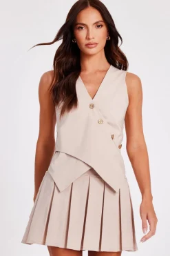 Quiz Waistcoat|Going Out Tops>Stone Wrap Waistcoat