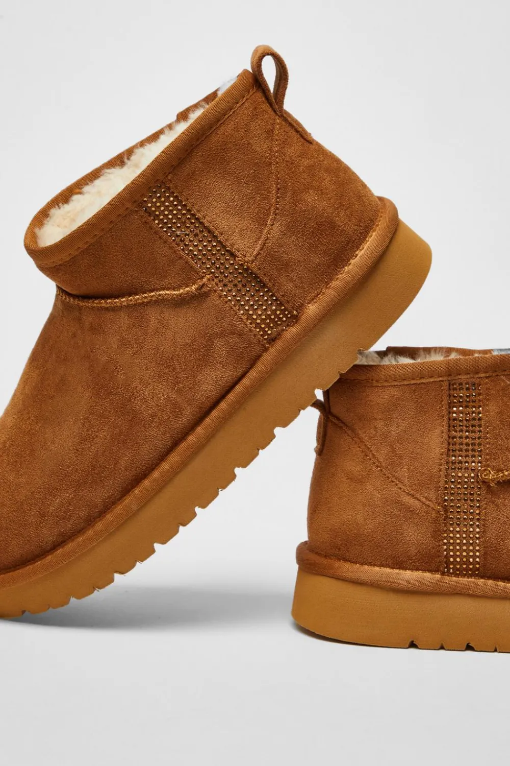 Quiz Boots>Faux Suede Diamante Ankle Boots
