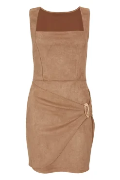 Quiz Summer Clothes|Going Out>Tan Faux Suede Mini Dress