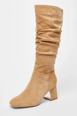 Quiz Heels|Boots>Faux Suede Ruched Heeled Boots
