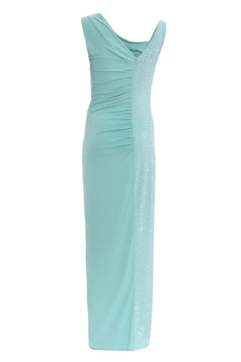 Quiz Evening Dresses|Prom Dresses>Teal Rhinestone Ruched One Shoulder Maxi Dress