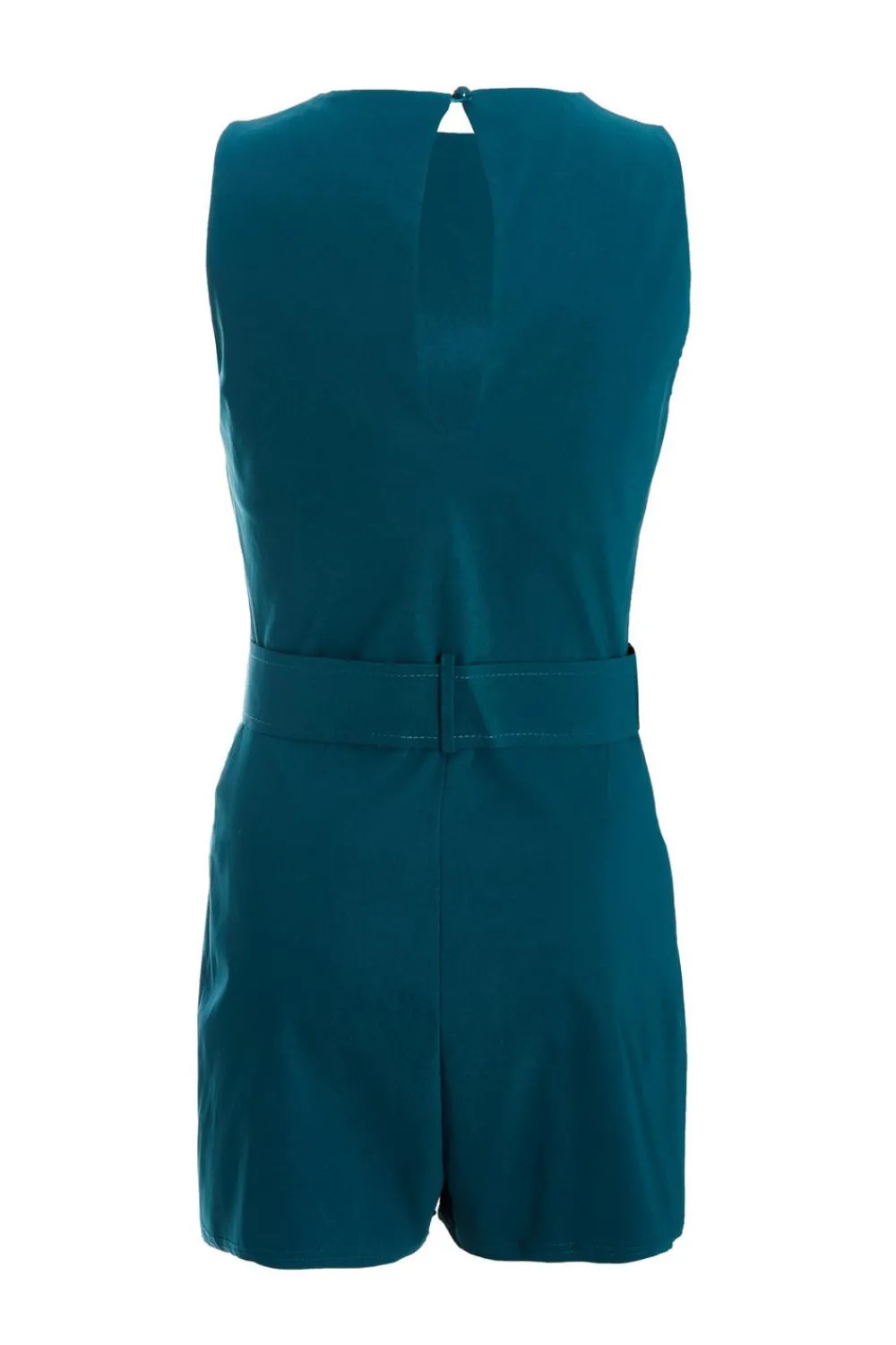 Quiz Playsuits|Summer Clothes>Teal Round Neck Skort Playsuit