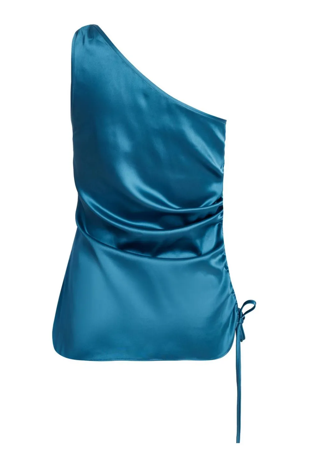 Quiz Summer Tops|Going Out Tops>Teal Satin One Shoulder Top