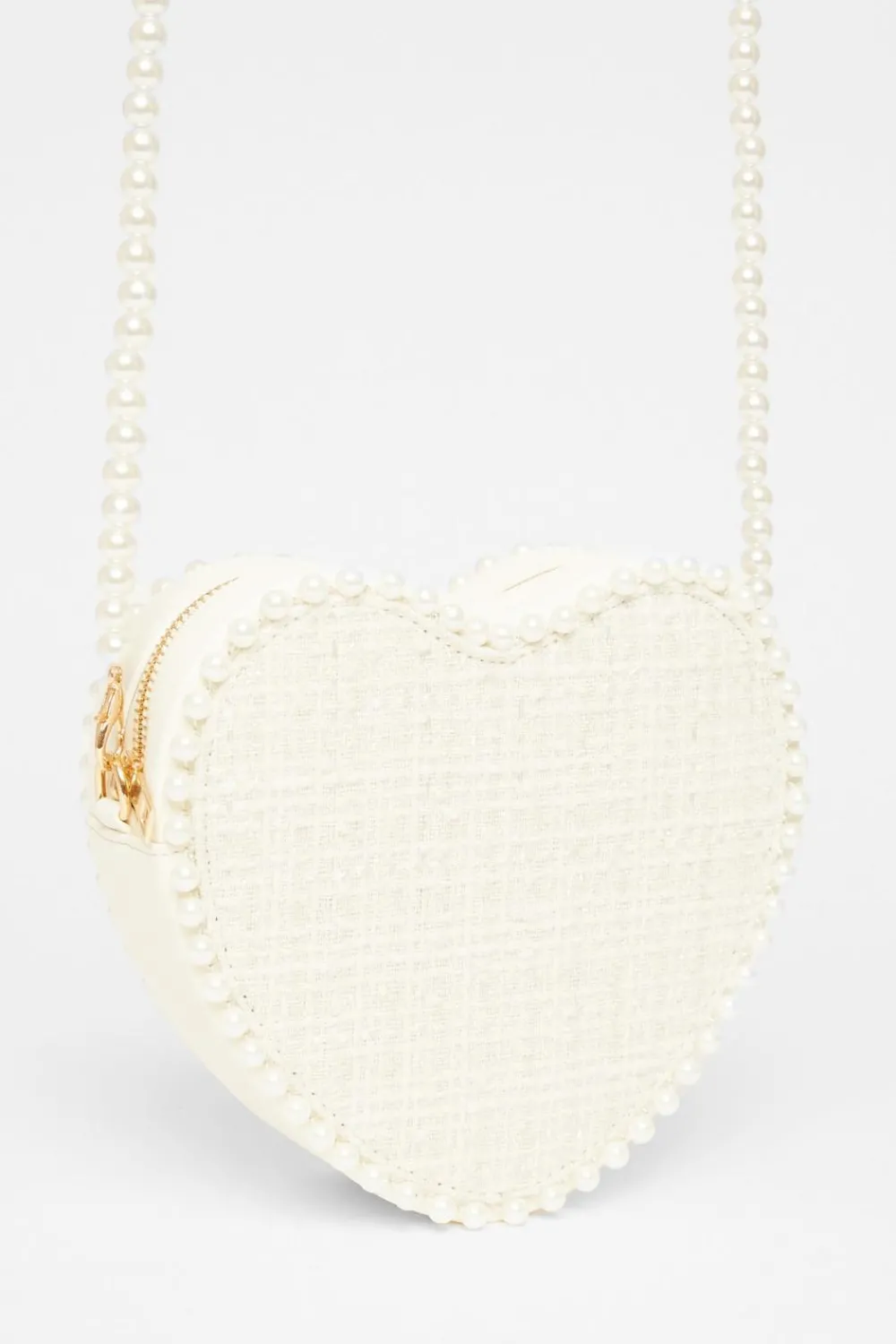 Quiz Wedding Accessories|Bags>White Boucle Heart Bag