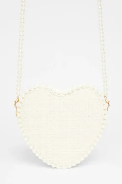 Quiz Wedding Accessories|Bags>White Boucle Heart Bag