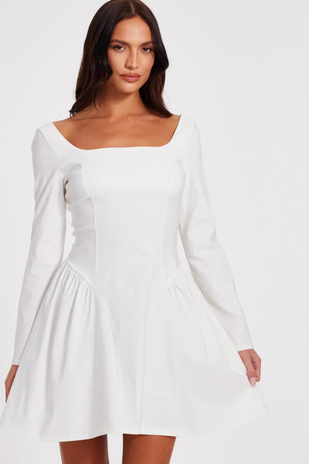 Quiz Going Out|Dresses>White Bow Back Skater Dress