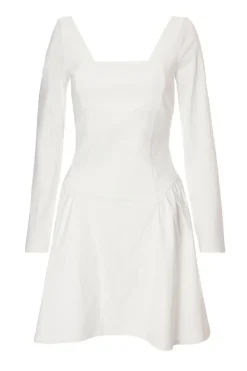 Quiz Going Out|Dresses>White Bow Back Skater Dress