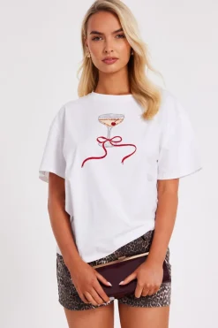 Quiz T-Shirts|Day Tops>White Cherry Martini Top