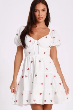 Quiz Summer Clothes|Holiday>White Cherry Print Skater Dress