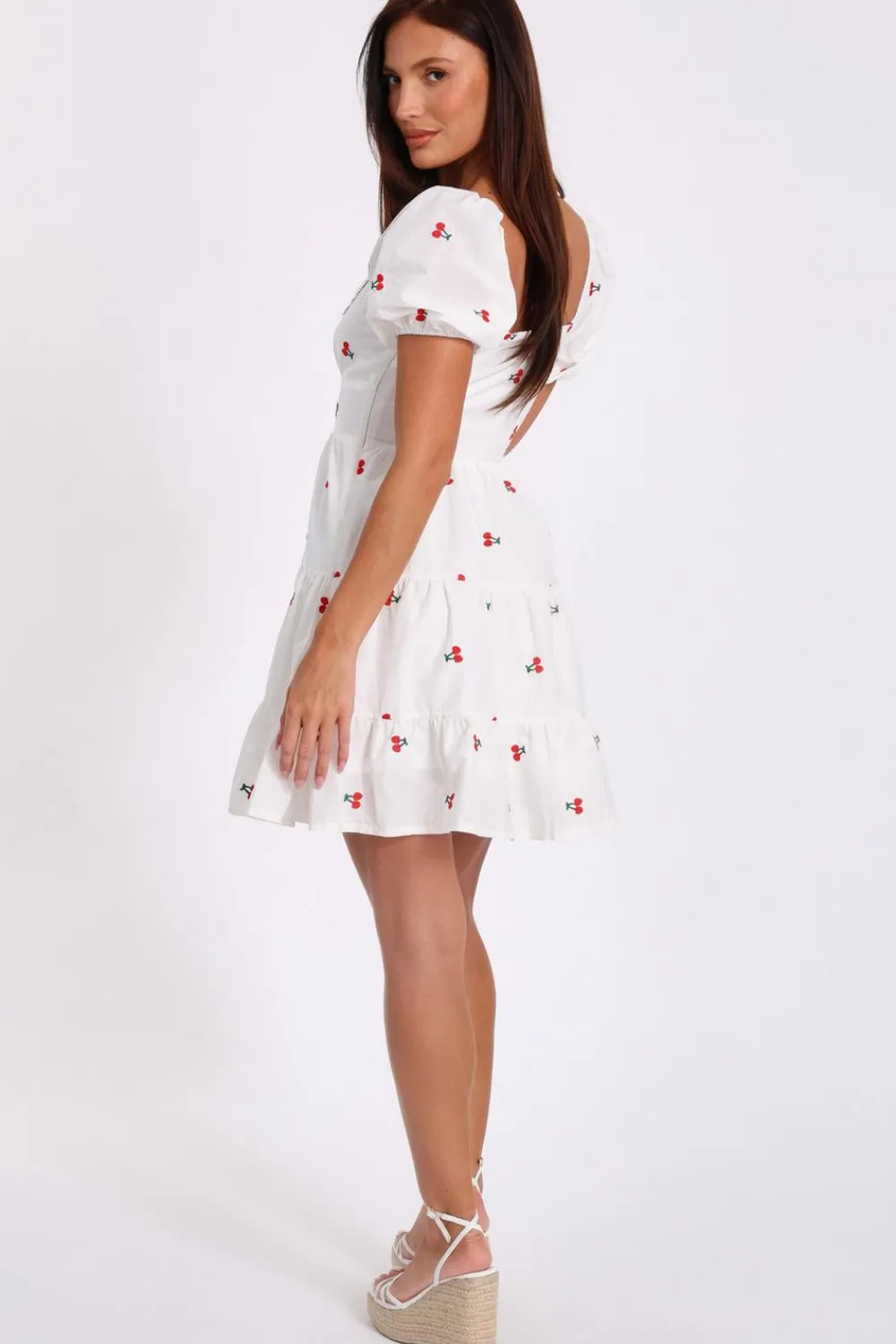 Quiz Summer Clothes|Holiday>White Cherry Print Skater Dress