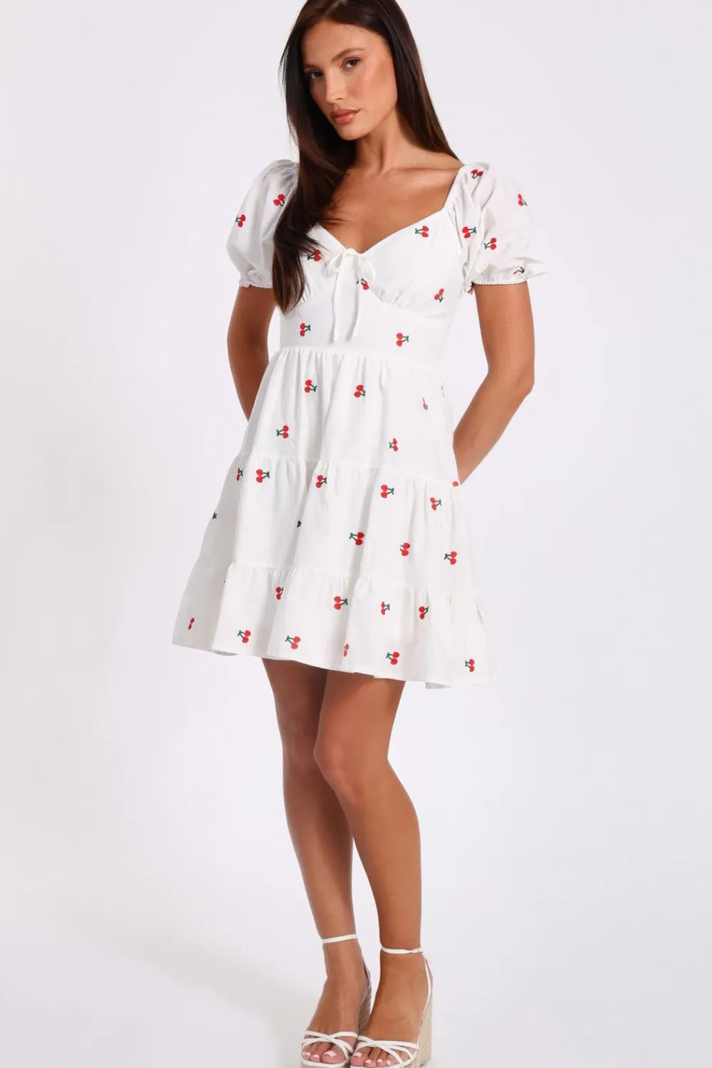 Quiz Summer Clothes|Holiday>White Cherry Print Skater Dress