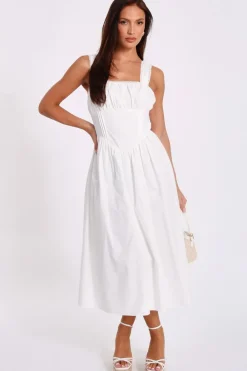 Quiz Summer Clothes|Holiday>White Corset Detail Midi Dress