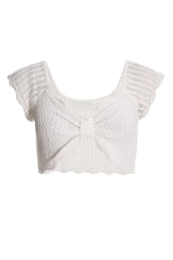 Quiz Summer Tops|Crop Tops>White Crochet Crop Top
