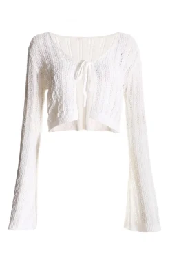 Quiz Summer Tops|Tops>White Crochet Cropped Cardigan