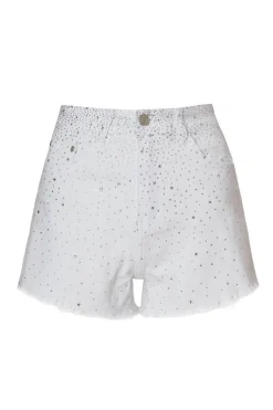 Quiz Summer Clothes|Shorts>White Denim Embellished Shorts