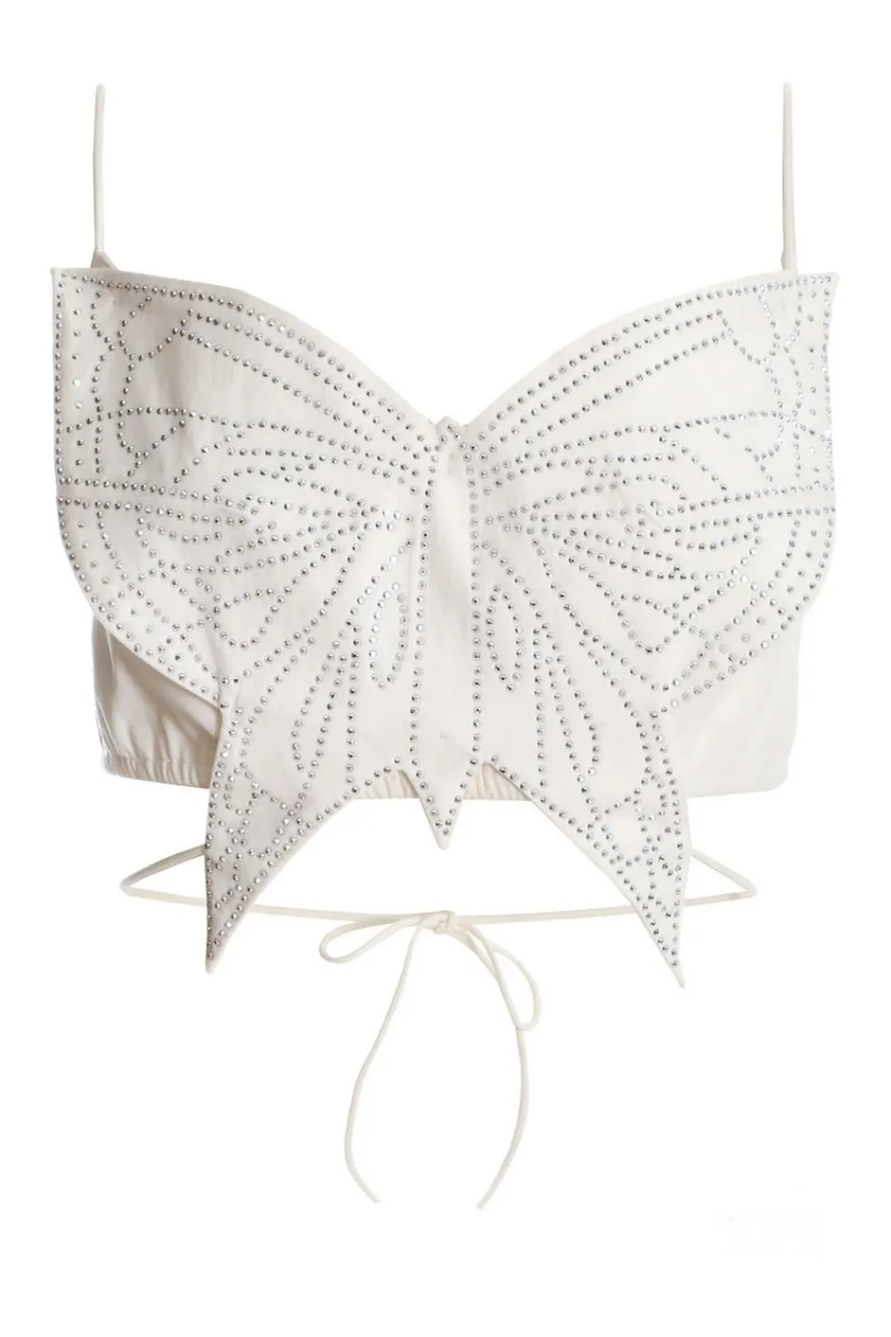 Quiz Going Out Tops|Crop Tops>White Diamante Butterfly Tie Back Top