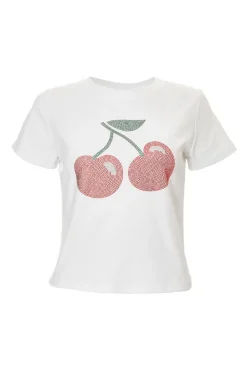 Quiz T-Shirts|Summer Tops>Diamante Cherry Top