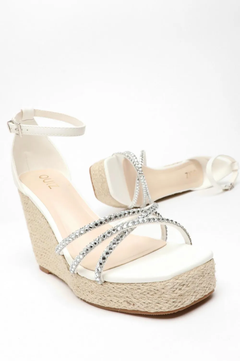 Quiz Wedges|Sandals>Diamante Cross Strap Wedges