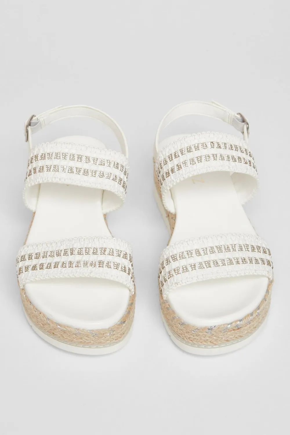 Quiz Sandals|Holiday Shoes>White Diamante Flatform Sandals
