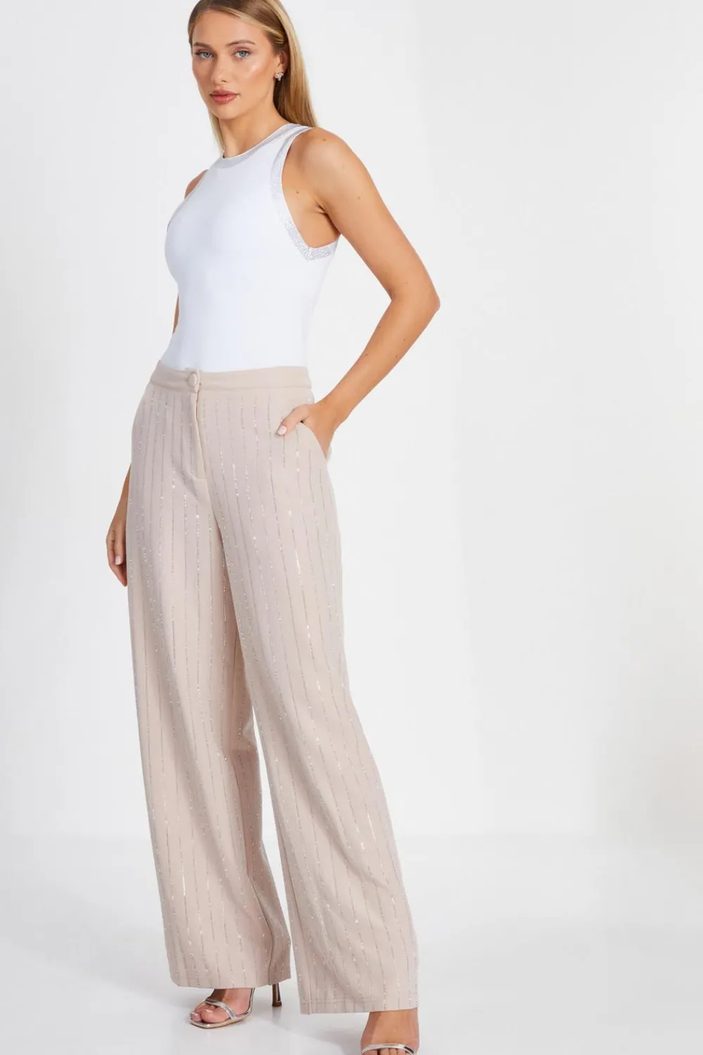 Quiz Going Out Tops|Day Tops>Diamante Trim Bodysuit