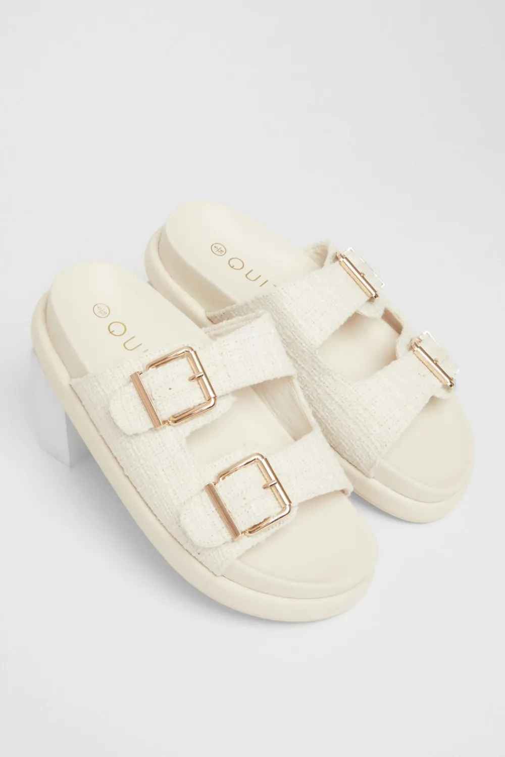Quiz Sandals|Holiday Shoes>Double Buckle Flat Sandals