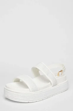 Quiz Sandals|Holiday Shoes>White Double Strap Flatform Sandals