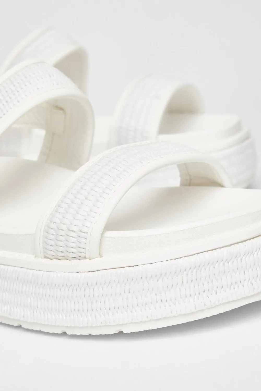 Quiz Sandals|Holiday Shoes>White Double Strap Flatform Sandals