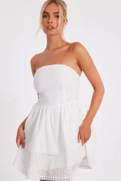 Quiz Summer Clothes|Holiday>White Embroidered Bandeau Mini Dress