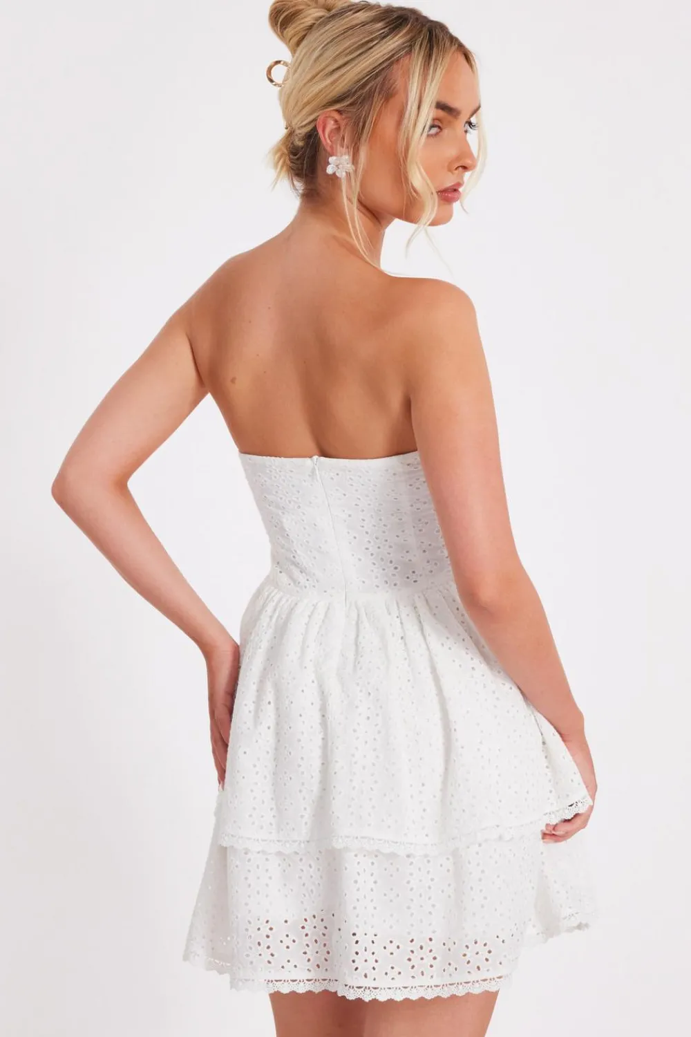 Quiz Summer Clothes|Holiday>White Embroidered Bandeau Mini Dress