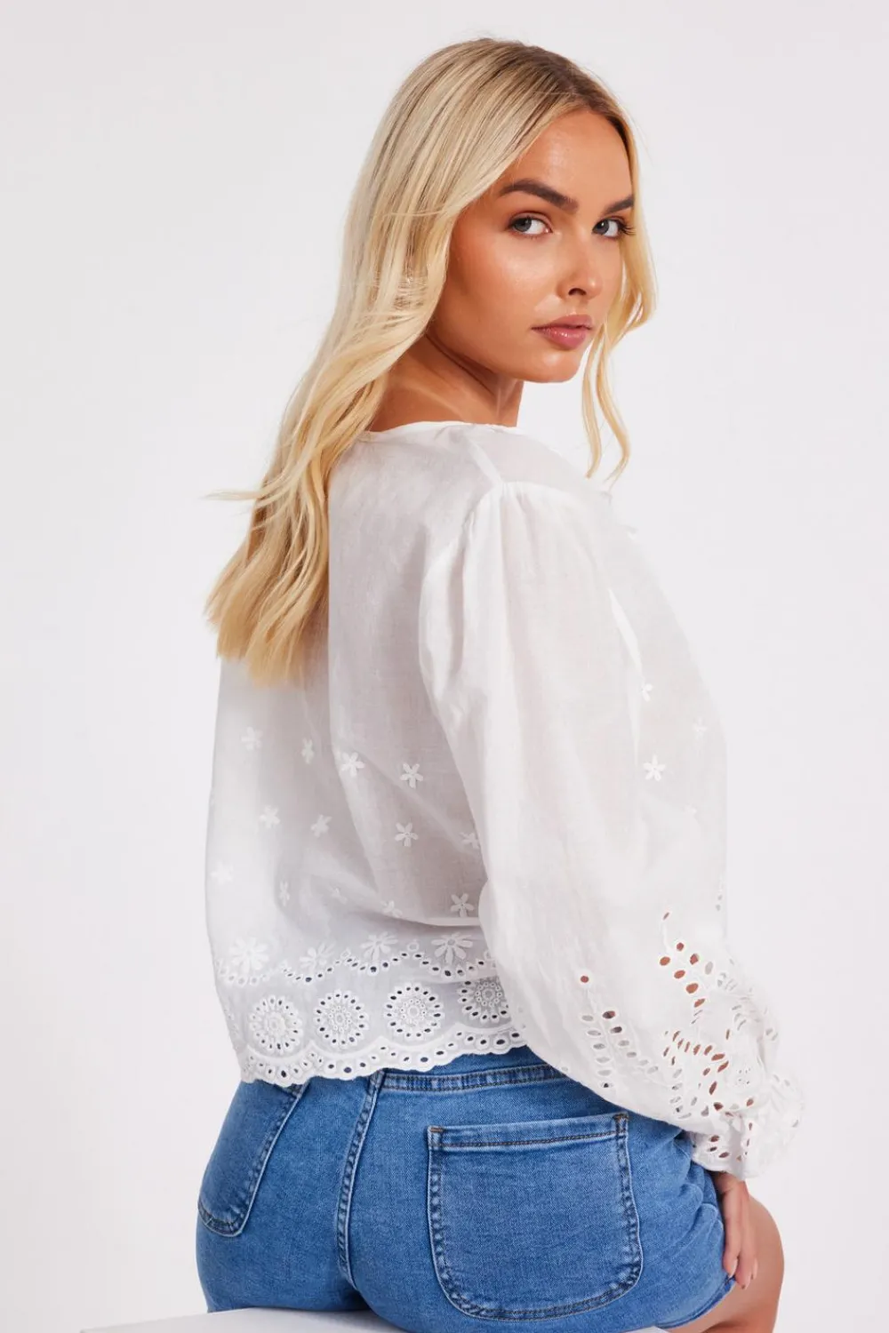 Quiz Summer Tops|Day Tops>White Embroidered Blouse