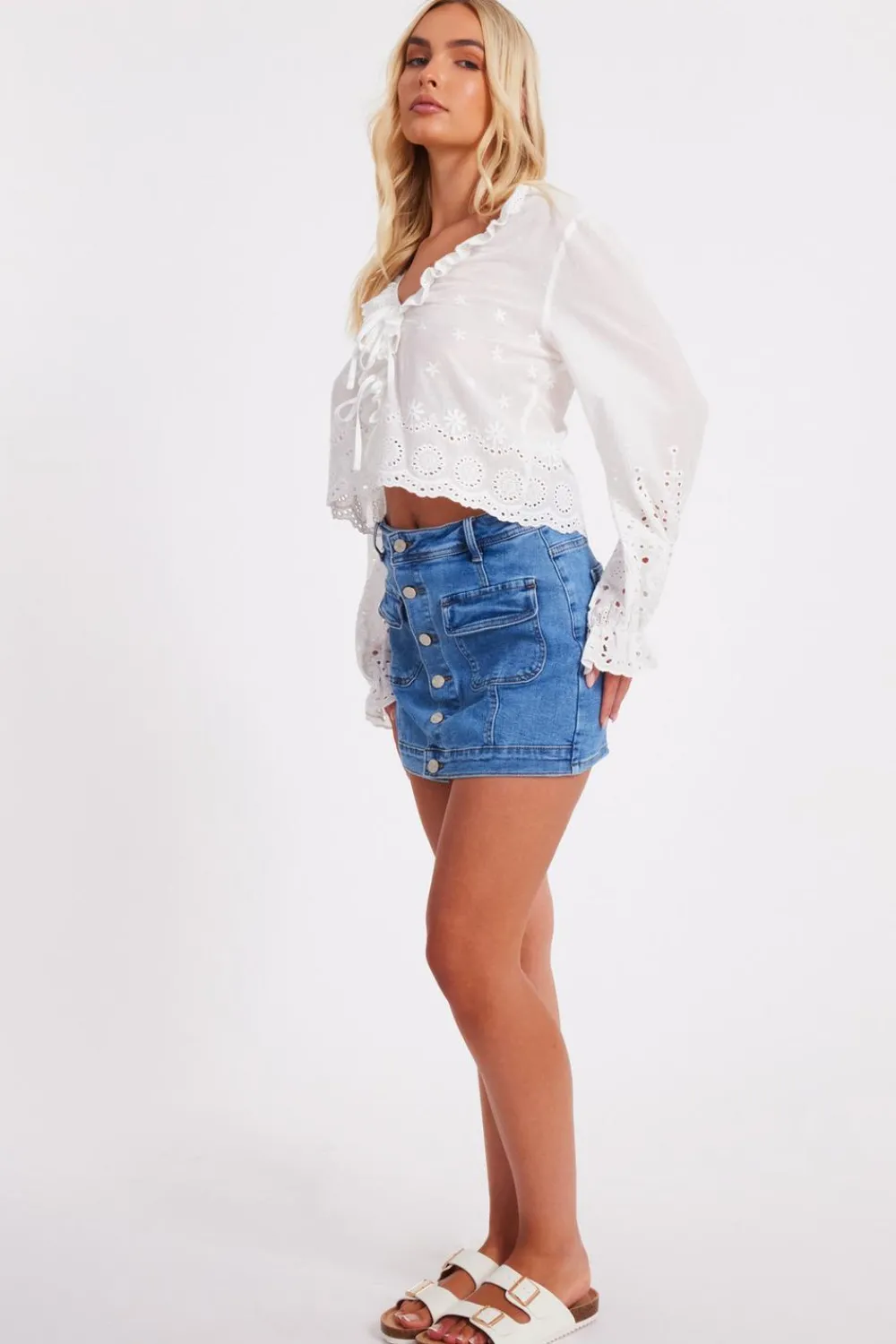 Quiz Summer Tops|Day Tops>White Embroidered Blouse
