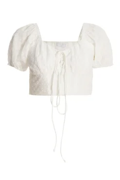 Quiz Summer Tops|Crop Tops>White Embroidered Cropped Top