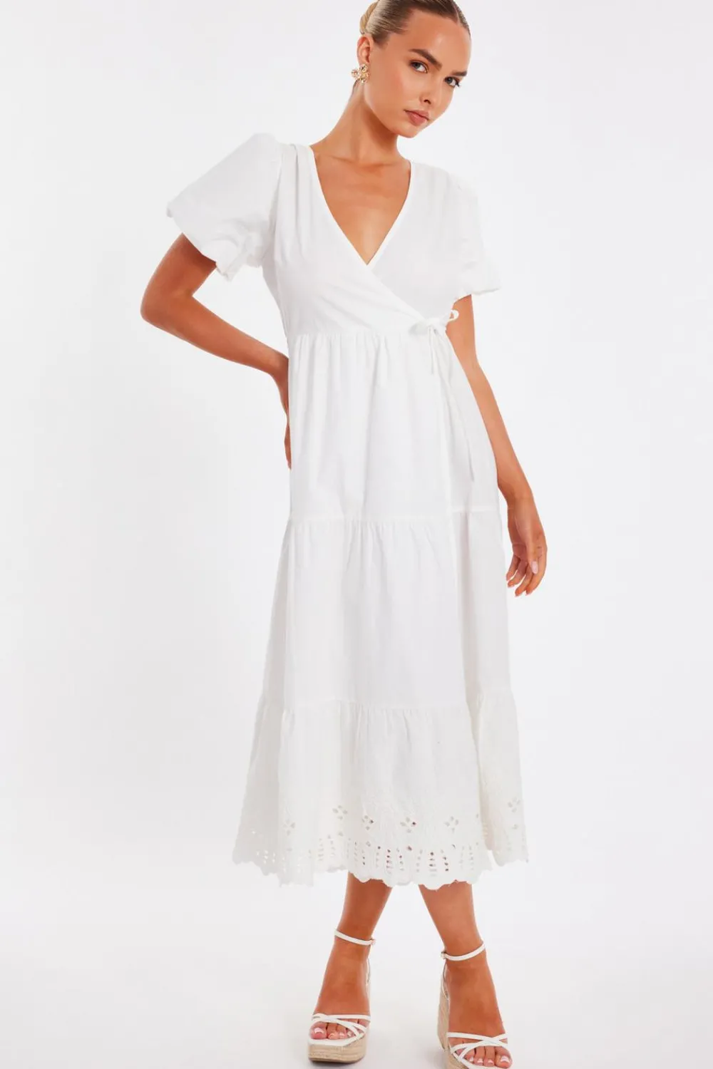 Quiz Summer Clothes|Holiday>White Embroidered Hem Midaxi Dress