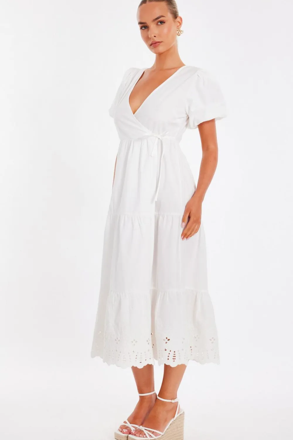 Quiz Summer Clothes|Holiday>White Embroidered Hem Midaxi Dress