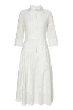 Quiz Day At The Races|Christening Guest>White Embroidered Midaxi Shirt Dress