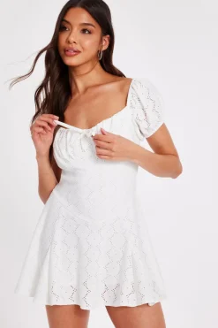 Quiz Playsuits|Summer Clothes>White Embroidered Milkmaid Playsuit