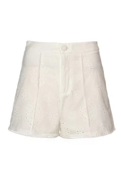 Quiz Summer Clothes|Shorts>White Embroidered Shorts