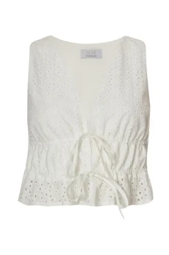 Quiz Summer Tops|Day Tops>White Embroidered Tie Front Top