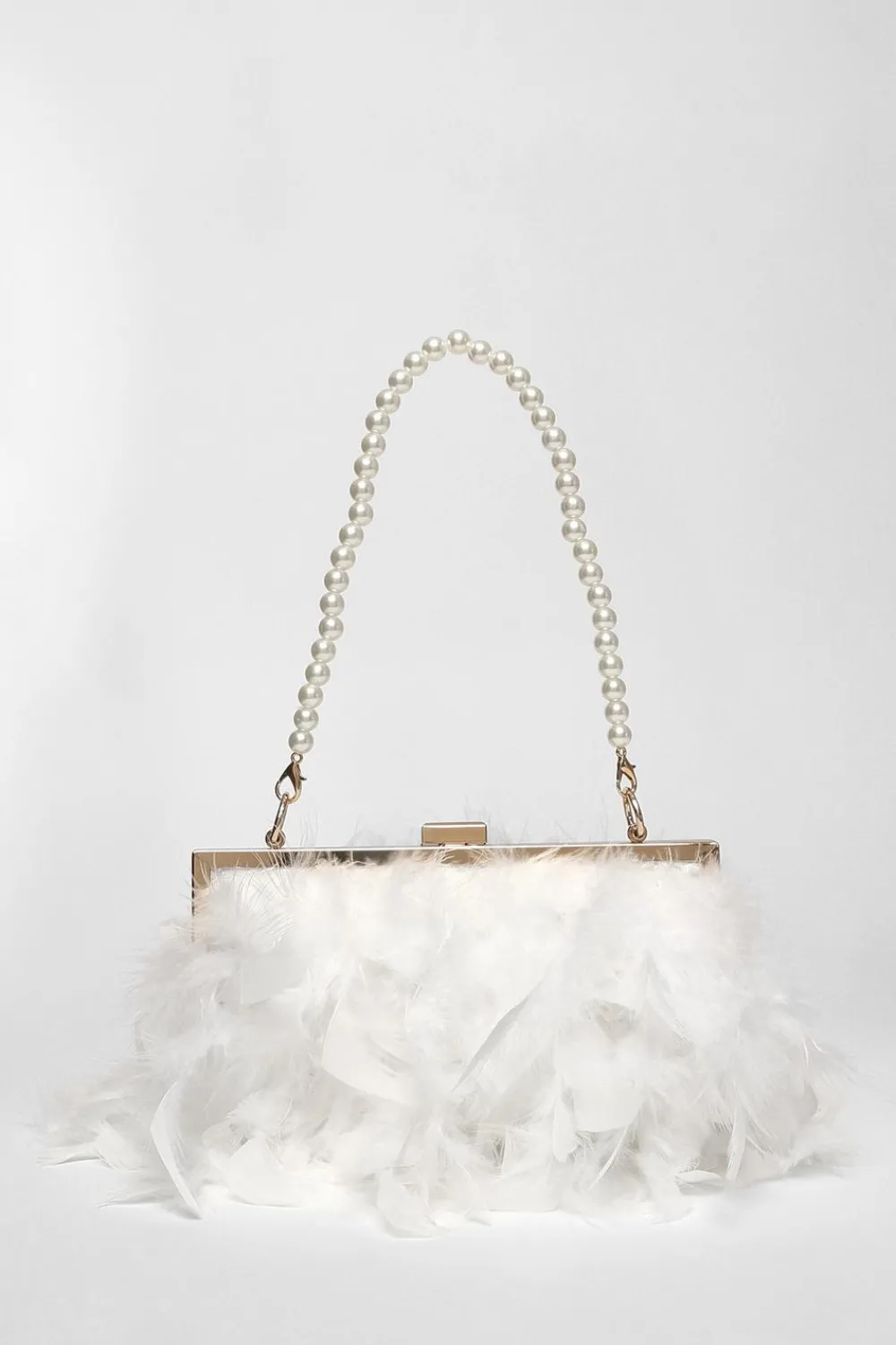 Quiz Wedding Accessories|Bride To Be>White Feather Clutch Bag