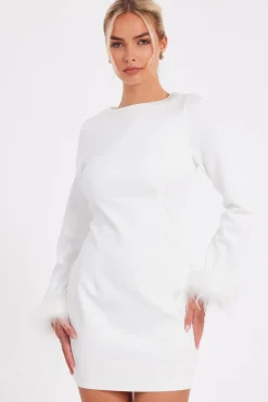 Quiz Evening Dresses|Day At The Races>Feather Trim Mini Dress