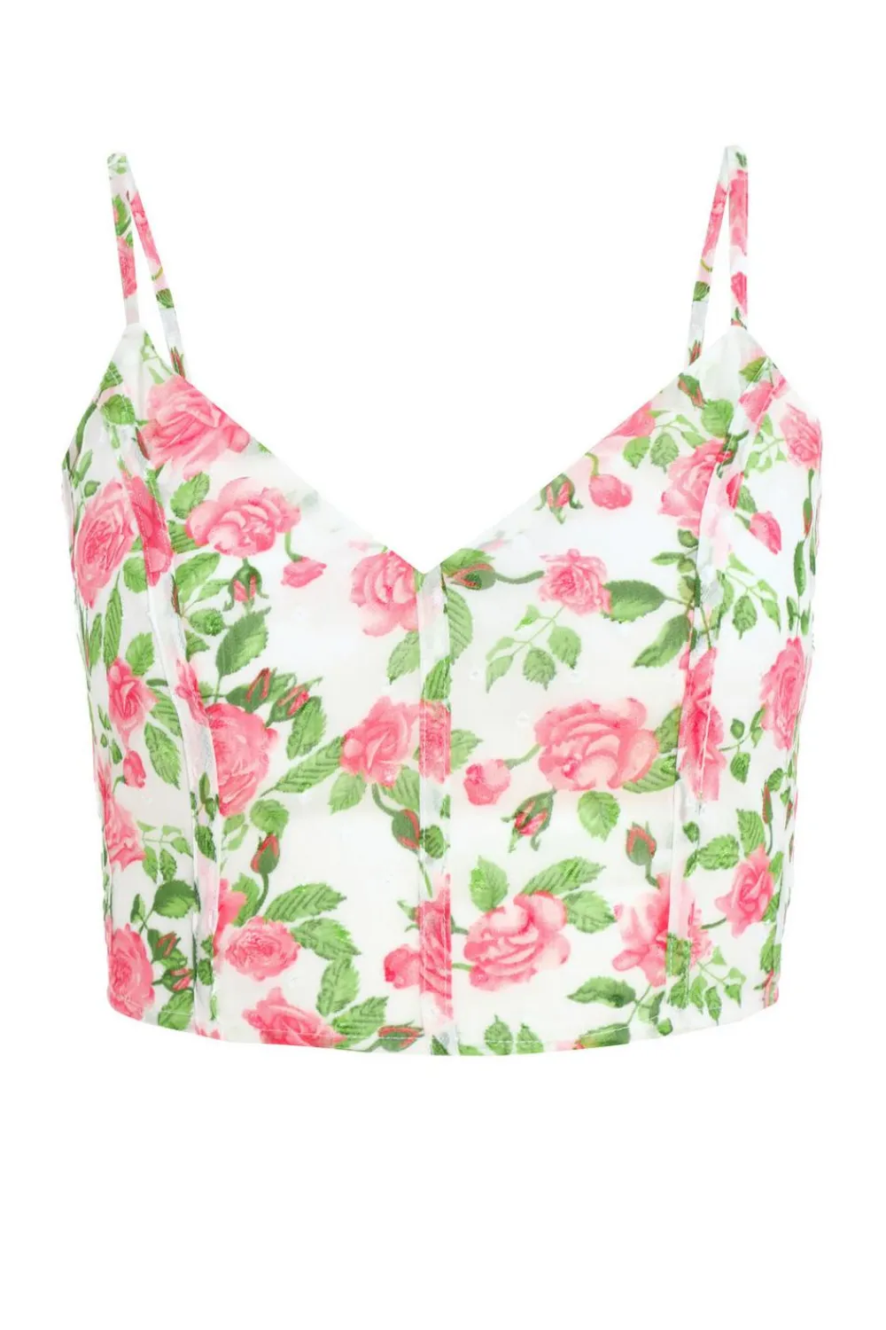 Quiz Summer Tops|Crop Tops>White Floral Chiffon Crop Top