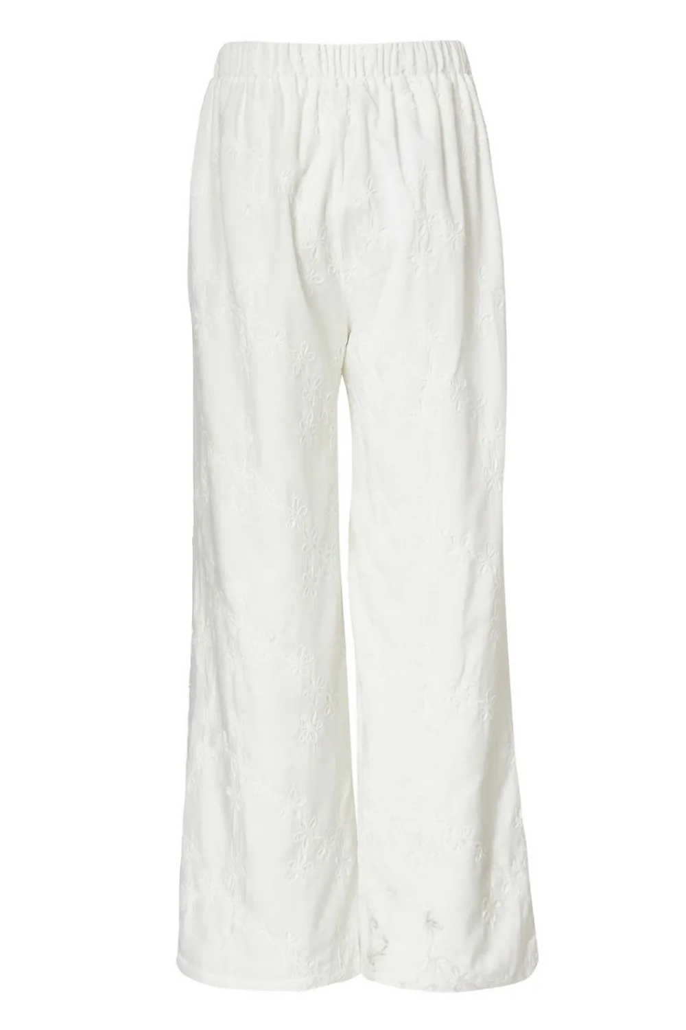 Quiz Trousers|Summer Clothes>White Floral Embroidered Palazzo Trousers